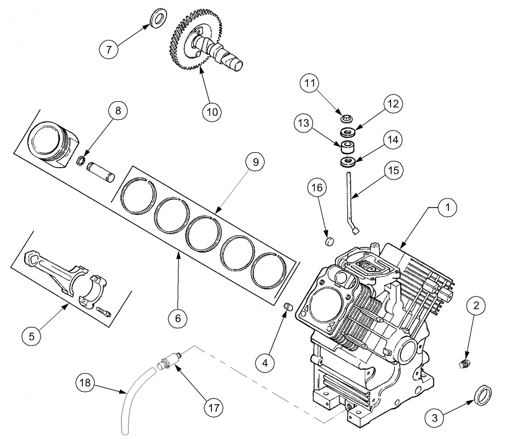Crankcase (Kh-62588) Diagram and Parts List for 2518-44 13A208L100-13B288L100 Cub Cadet Lawn Tractor